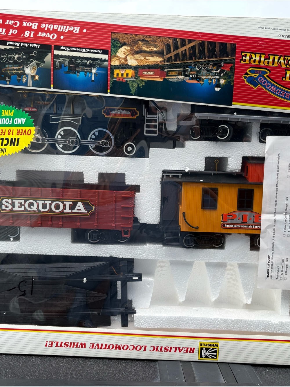 Sequoia Red Boxcar & Yellow Caboose Toy Train Set